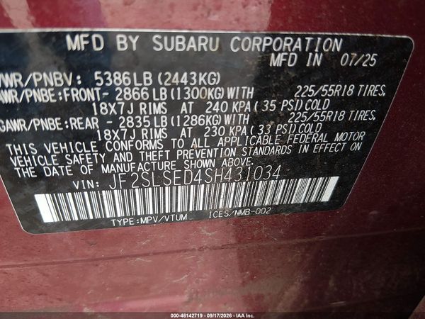 2025 SUBARU FORESTER PREMIUM HYBRID — I9