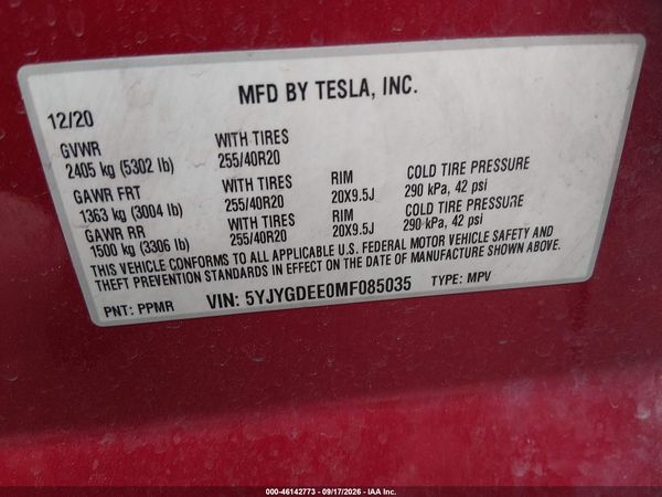 2021 TESLA MODEL Y — I9