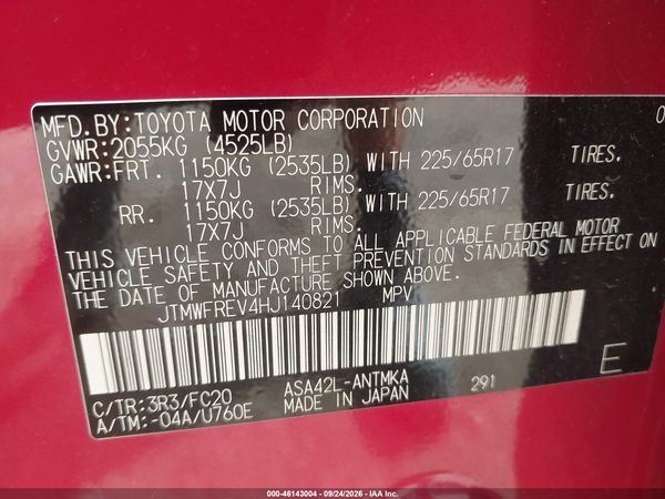 2017 TOYOTA RAV4 XLE — I9