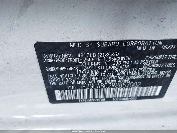 2024 SUBARU CROSSTREK Base — I9