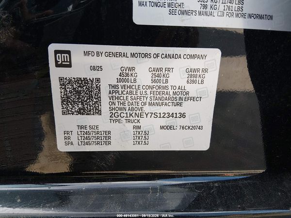 2025 CHEVROLET SILVERADO 2500HD 4WD  STANDARD BED LT — I9