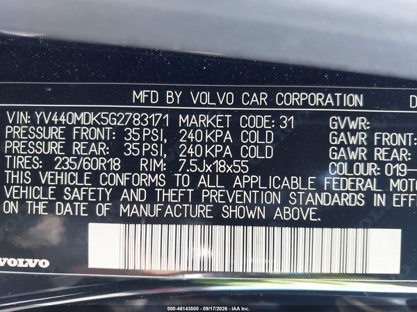 2016 VOLVO XC60 T5 DRIVE-E PREMIER — I9