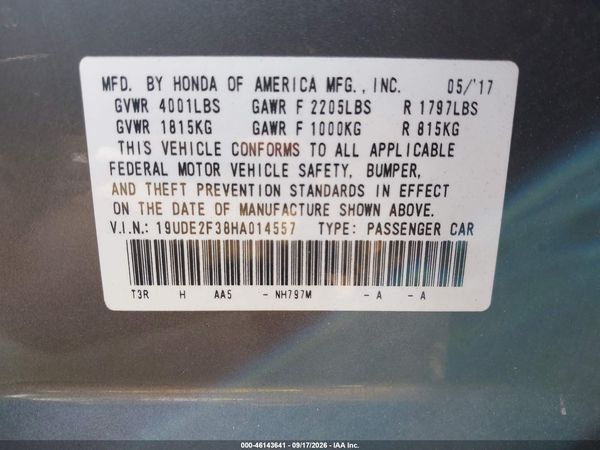 2017 ACURA ILX ACURAWATCH PLUS PACKAGE — I9