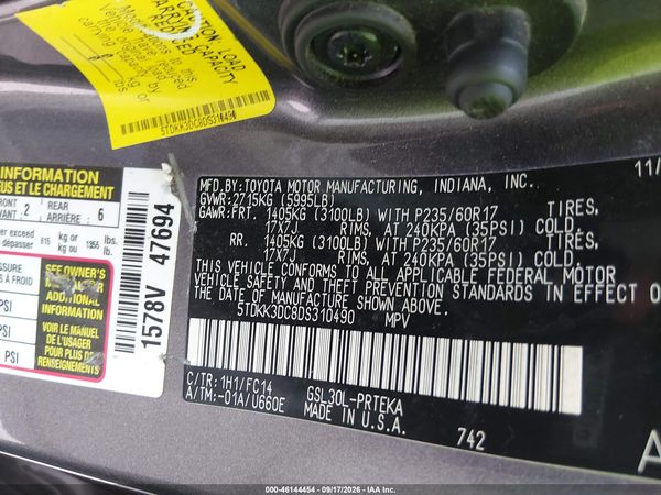 2013 TOYOTA SIENNA LE V6 8 PASSENGER — I9