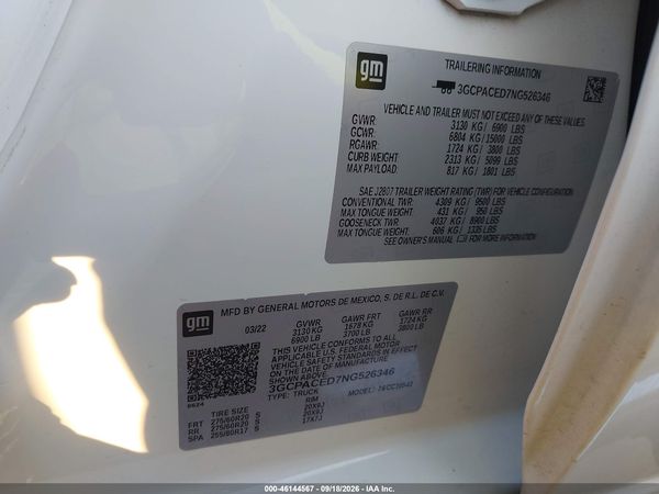 2022 CHEVROLET SILVERADO 1500 2WD  SHORT BED LT — I9
