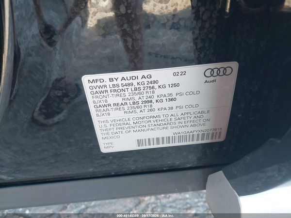 2022 AUDI Q5 — I9