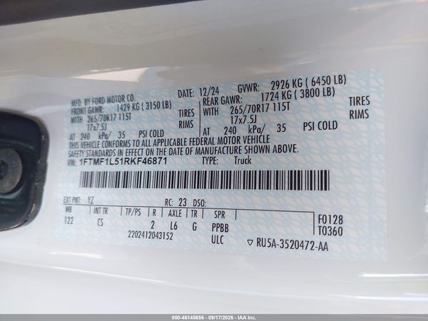 2024 FORD F-150 XL — I9