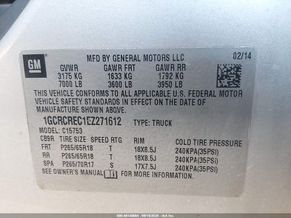 2014 CHEVROLET SILVERADO 1500 1LT — I9