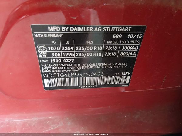 2016 MERCEDES-BENZ GLA 250 GLA250 — I9