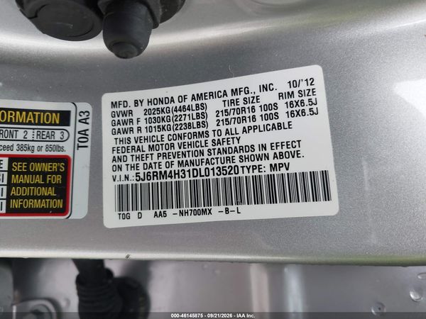 2013 HONDA CR-V LX — I9