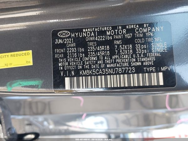 2022 HYUNDAI KONA LIMITED — I9