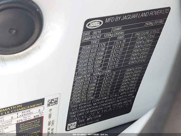 2019 LAND ROVER RANGE ROVER VELAR P250 R-DYNAMIC SE — I9