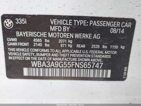 2015 BMW 335I SA — I9