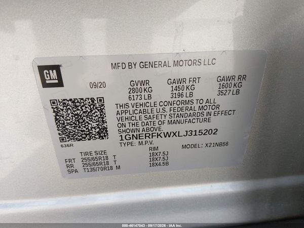 2020 CHEVROLET TRAVERSE FWD LS — I9
