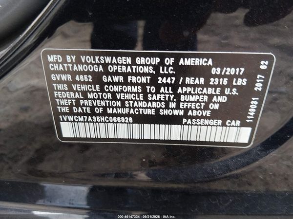 2017 VOLKSWAGEN PASSAT SEL PREMIUM — I9