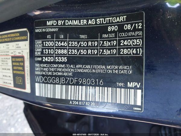 2013 MERCEDES-BENZ GLK 350 4MATIC — I9