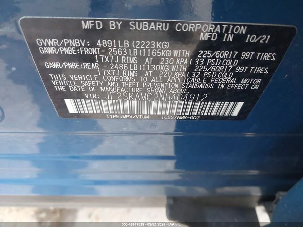 2022 SUBARU FORESTER WILDERNESS — I9