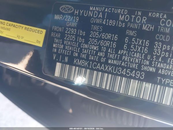 2019 HYUNDAI KONA SE — I9