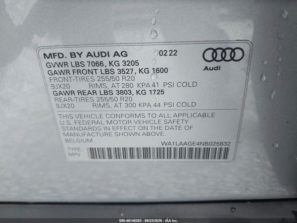 2022 AUDI E-TRON PREMIUM PLUS QUATTRO — I9