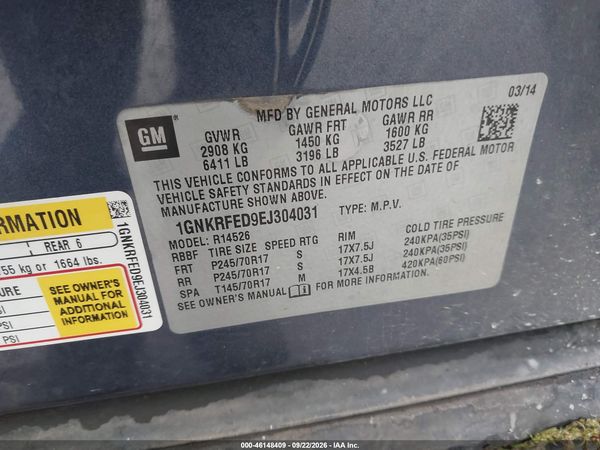 2014 CHEVROLET TRAVERSE LS — I9