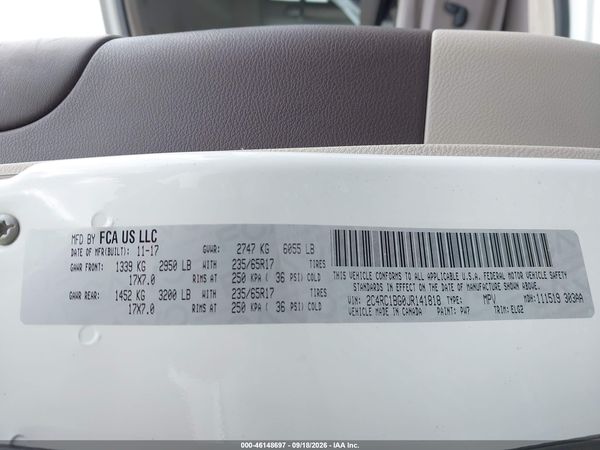 2018 CHRYSLER PACIFICA TOURING L — I9