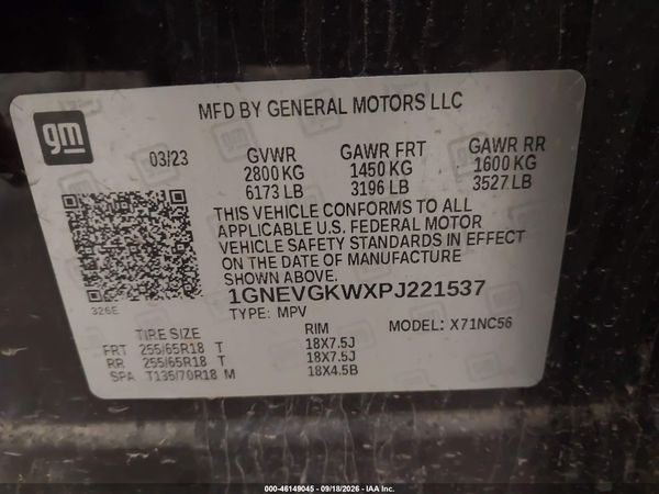 2023 CHEVROLET TRAVERSE AWD LT CLOTH — I9