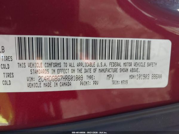 2017 DODGE GRAND CARAVAN SE PLUS — I9