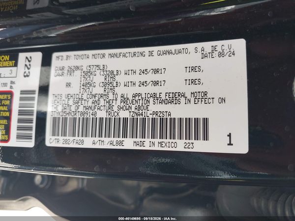 2024 TOYOTA TACOMA SR — I9