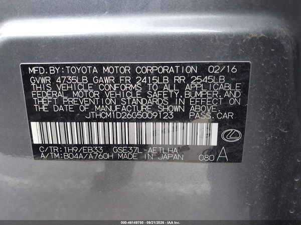 2016 LEXUS IS 300 — I9