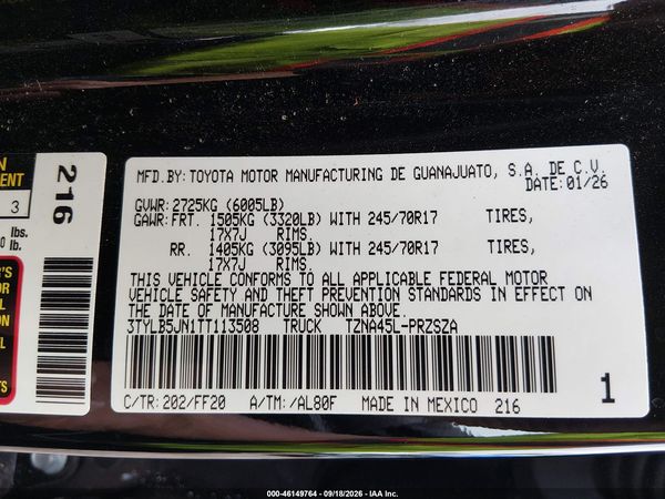 2026 TOYOTA TACOMA SR5 — I9