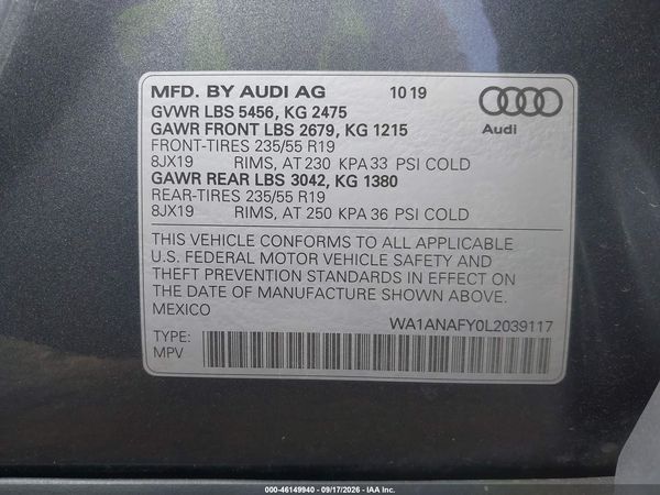 2020 AUDI Q5 — I9