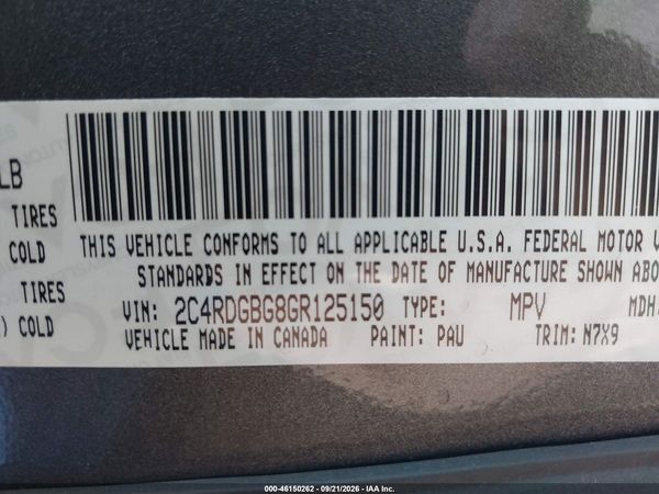 2016 DODGE GRAND CARAVAN SE PLUS — I9