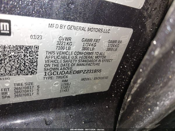 2023 CHEVROLET SILVERADO 1500 4WD  STANDARD BED WT — I9