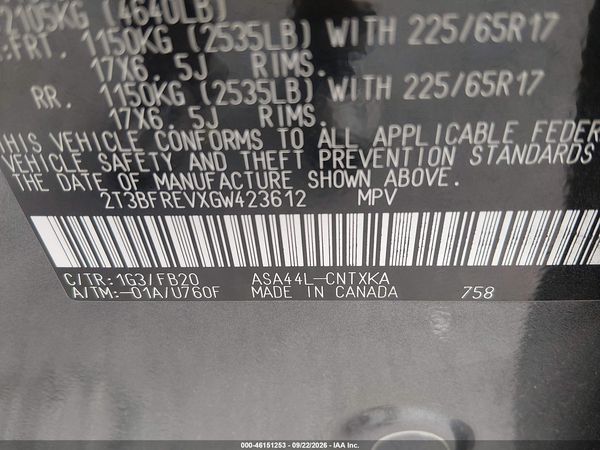 2016 TOYOTA RAV4 LE — I9