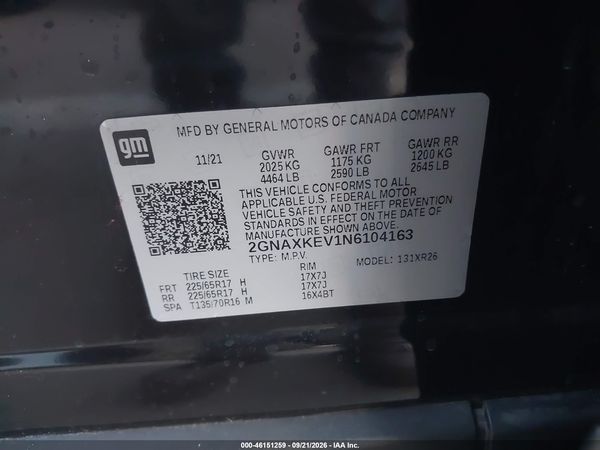2022 CHEVROLET EQUINOX FWD LT — I9