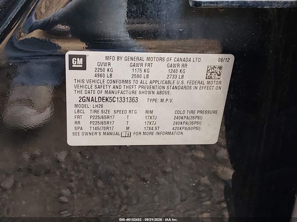2012 CHEVROLET EQUINOX 1LT — I9