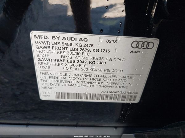 2018 AUDI Q5 — I9