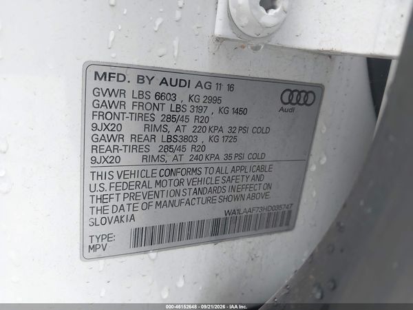 2017 AUDI Q7 3.0T PREMIUM — I9