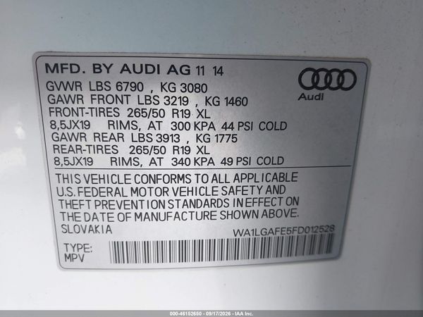 2015 AUDI Q7 3.0T PREMIUM — I9