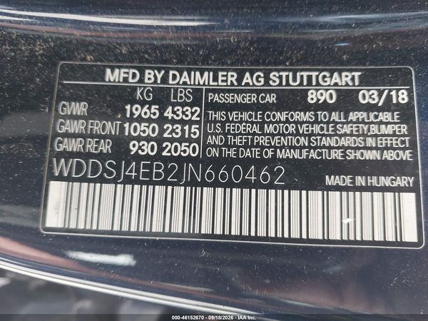 2018 MERCEDES-BENZ CLA 250 CLA250 — I9