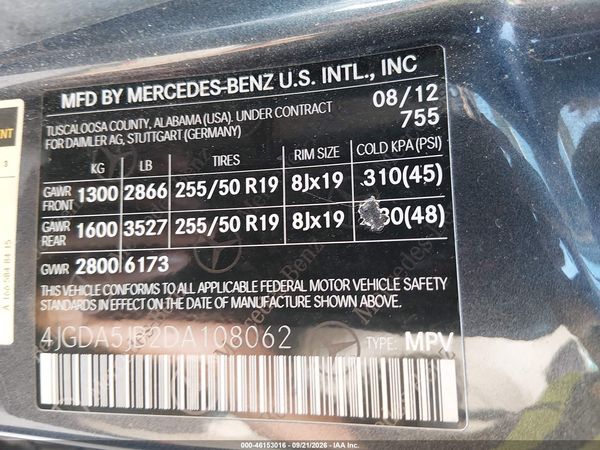 2013 MERCEDES-BENZ ML 350 ML350 — I9
