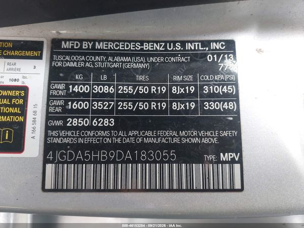 2013 MERCEDES-BENZ ML 350 4MATIC — I9