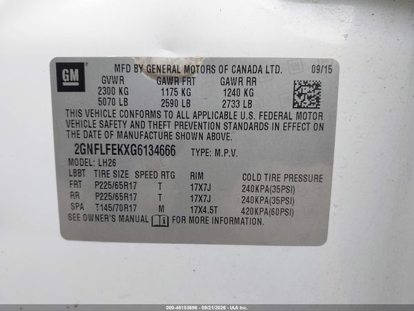 2016 CHEVROLET EQUINOX LT — I9