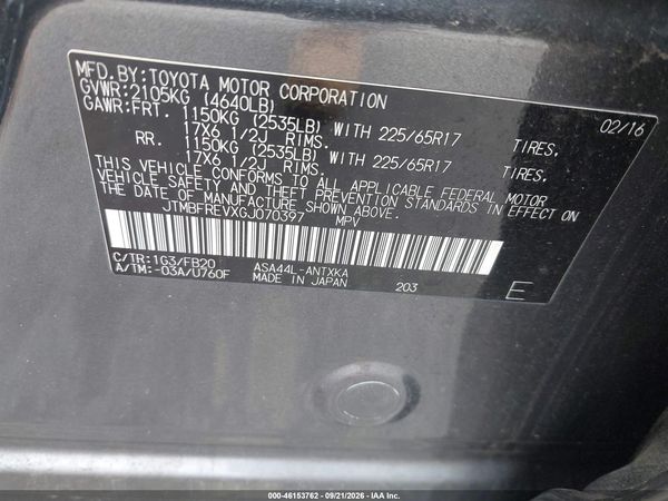 2016 TOYOTA RAV4 LE — I9