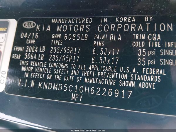 2017 KIA SEDONA LX — I9