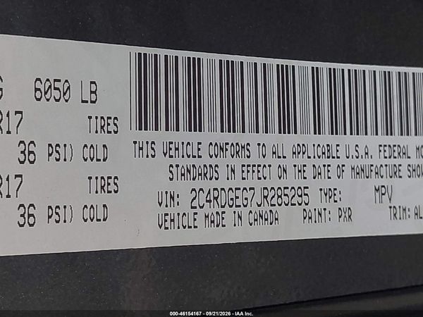 2018 DODGE GRAND CARAVAN GT — I9