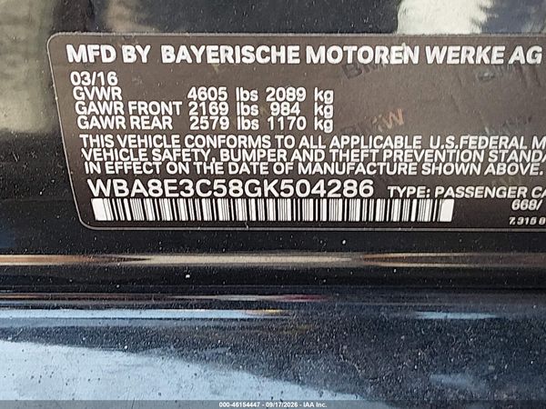 2016 BMW 328I XDRIVE — I9