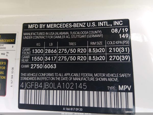 2020 MERCEDES-BENZ GLE 350 GLE350 — I9