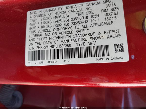 2018 HONDA CR-V EX-L/EX-L NAVI — I9
