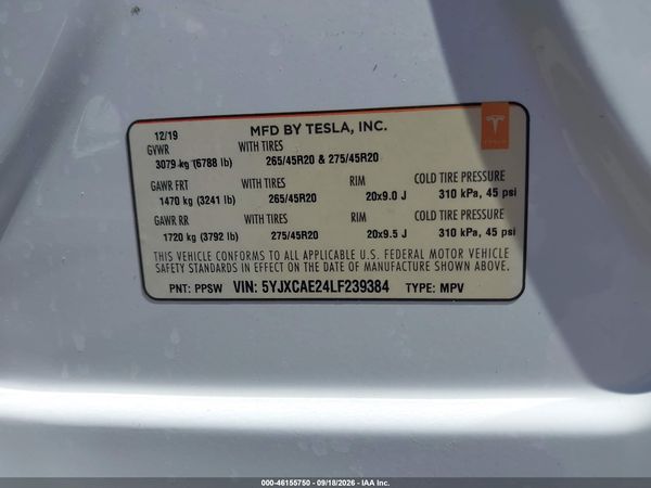 2020 TESLA MODEL X — I9